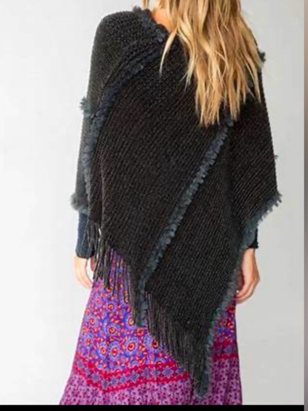 Natural Life Chenille Poncho Scarf Charcoal Gray